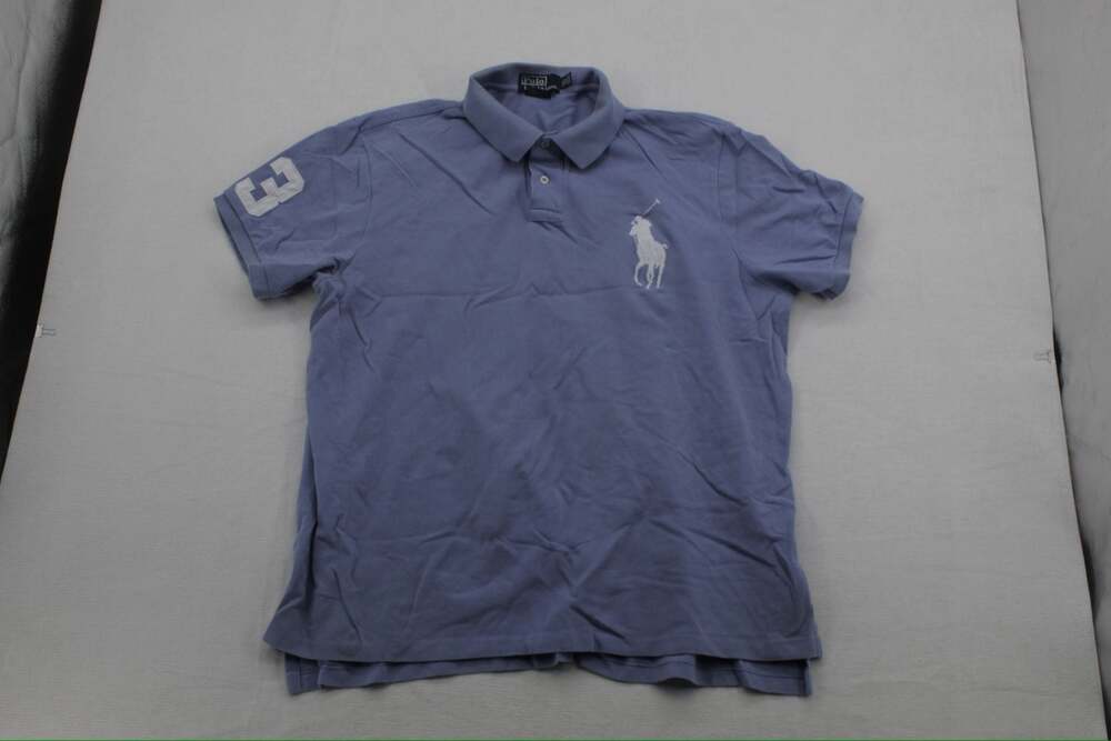 Polo by Ralph Lauren Blue Custom Fit Big Pony Mesh Polo Shirt Size XXL